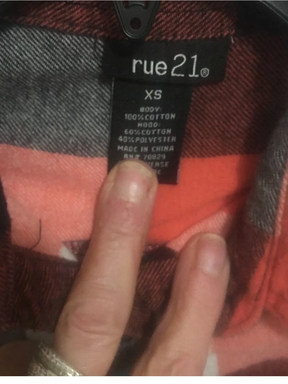 Rue21 Orange, Black & Cream Plaid Button-Down Shirt